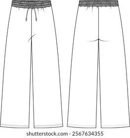 wide-leg track pants flat sketch