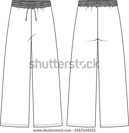 wide-leg track pants flat sketch