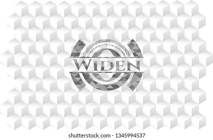 Widen grey badge with geometric cube white background