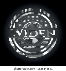Widen grey camouflaged emblem. Vector Illustration.