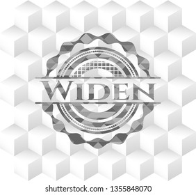 Widen grey emblem with geometric cube white background