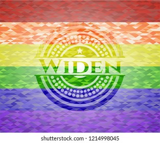 Widen on mosaic background with the colors of the LGBT flag