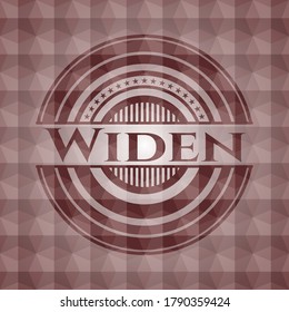 Widen red emblem with geometric background. Seamless. 