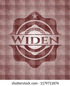 Widen red seamless emblem or badge with abstract geometric pattern background.