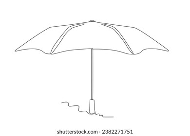 A wide-open umbrella. Umbrella one-line drawing