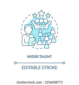 Wider talent turquoise concept icon. Access to talent pool. IT staffing service abstract idea thin line illustration. Isolated outline drawing. Editable stroke. Arial, Myriad Pro-Bold fonts used