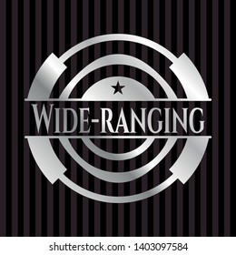 Wide-ranging silver shiny emblem]. Vector Illustration. Mosaic.