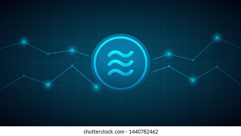 Widescreen Abstract financial chart with line graph and libra currency symbol on blue color background