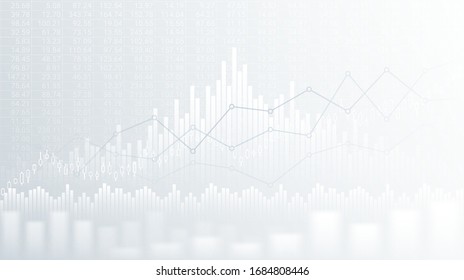 Widescreen abstract financial chart with uptrend line graph and candlestick on black and white color background - Shutterstock ID 1684808446