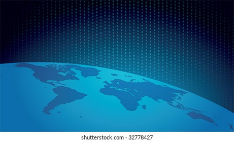 wide-screen abstract illustration of digital world