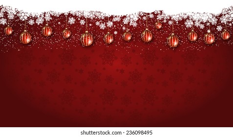 Widescreen Christmas backgorund with hanging baubles