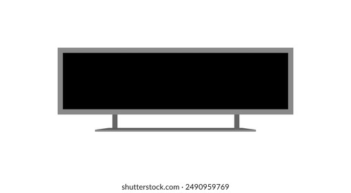 Widescreen curve monitor. setup, display, mockup, template. Vector