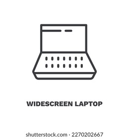 Widescreen-Laptop-Symbole. Thin-line-Widescreen-Laptop, Laptop-Icon aus Computer- und Technikkollektion. Rahmenvektor einzeln auf weißem Hintergrund. 