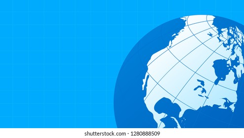 widescreen North America map on wireframe globe in blue color background