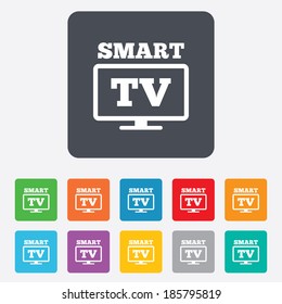 Widescreen Smart TV sign icon. Television set symbol. Rounded squares 11 buttons. Vector