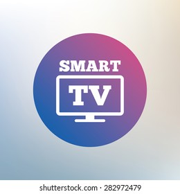 Widescreen Smart TV sign icon. Television set symbol. Icon on blurred background. Vector