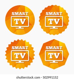 Widescreen Smart TV sign icon. Television set.