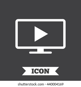 Widescreen TV mode sign icon. Television set symbol. Graphic design element. Flat tV mode symbol on dark background. Vector