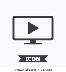Widescreen TV mode sign icon. Television set symbol. Graphic design element. Flat tV mode symbol on white background. Vector