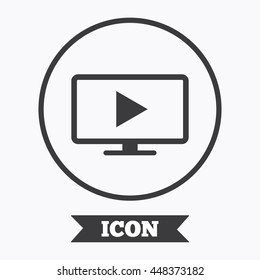 Widescreen TV mode sign icon. Television set symbol. Graphic design element. Flat symbol in circle button. Vector