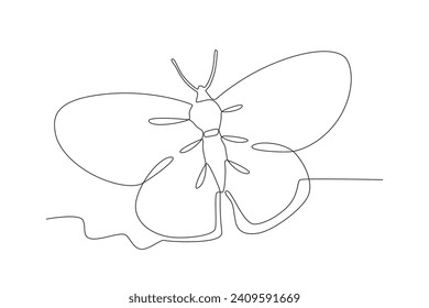 A wide-winged butterfly. Butterfly one-line drawing