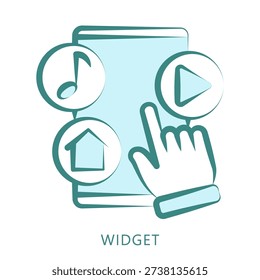 Widget Hand Drawn Dual Tone Color Icon, Mini Illustration For Modern Concept, Ui, Ux Web And App Development. Related To Seo And Online Marketing.