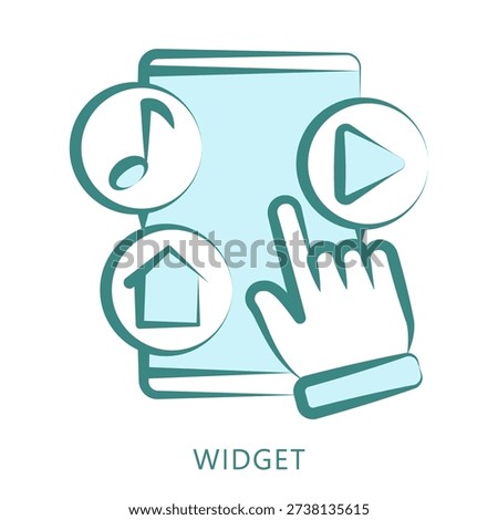 Widget Hand Drawn Dual Tone Color Icon, Mini Illustration For Modern Concept, Ui, Ux Web And App Development. Related To Seo And Online Marketing.