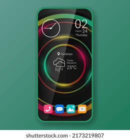 widget modern theme user interface realistic smartphone design, vector design illustration