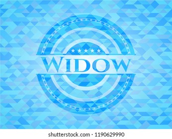 Widow realistic sky blue emblem. Mosaic background