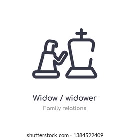 widow / widower outline icon. isolated line vector illustration from family relations collection. editable thin stroke widow / widower icon on white background