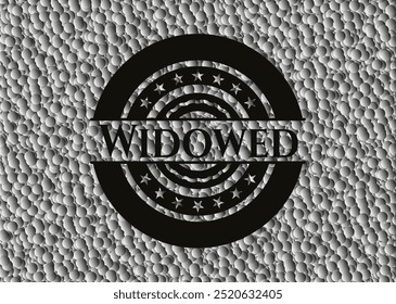 Widowed black emblem with grey bubbles background. Vintage. Vector Illustration. Detailed. 