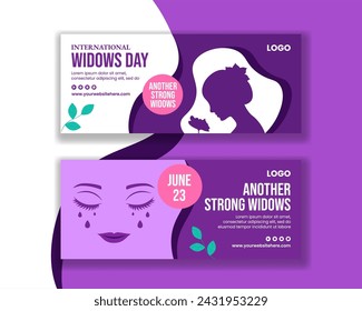 Widows Day Horizontal Banner Flat Cartoon Hand Drawn Templates Background Illustration