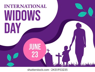 Widows Day Social Media Background Flat Cartoon Hand Drawn Templates Illustration