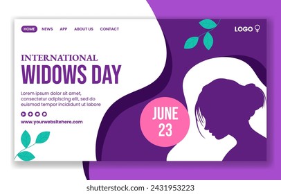 Widows Day Social Media Landing Page Cartoon Hand Drawn Templates Background Illustration