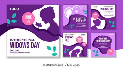 Widows Day Social Media Post Flat Cartoon Hand Drawn Templates Background Illustration