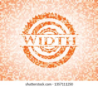 Width abstract orange mosaic emblem with background