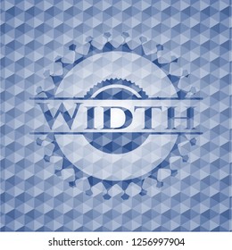 Width blue emblem with geometric pattern.