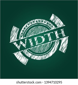 Width chalk emblem written on a blackboard. Vector Illustration. Detailed.