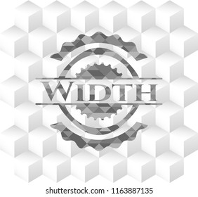 Width grey badge with geometric cube white background