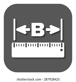 The width icon. Measurement and ruler symbol. Flat Vector illustration. Button