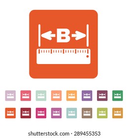 The width icon. Measurement and ruler symbol. Flat Vector illustration. Button Set