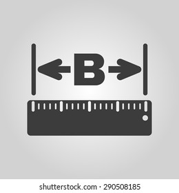 The width icon. Measurement and ruler symbol. Flat Vector illustration