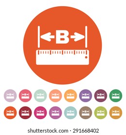 The width icon. Measurement and ruler symbol. Flat Vector illustration. Button Set