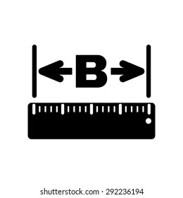 The width icon. Measurement and ruler symbol. Flat Vector illustration