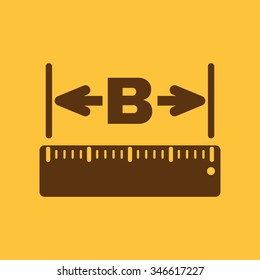 The width icon. Measurement and ruler symbol. Flat Vector illustration