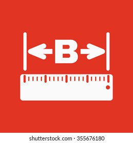 The width icon. Measurement and ruler symbol. Flat Vector illustration