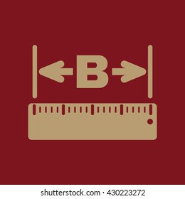 The width icon. Measurement and ruler symbol. Flat Vector illustration