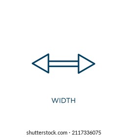 width icon. Thin linear width outline icon isolated on white background. Line vector width sign, symbol for web and mobile