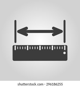 The width measurement icon. Ruler and straightedge, scale symbol. Flat Vector illustration