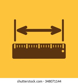 The width measurement icon. Ruler and straightedge, scale symbol. Flat Vector illustration